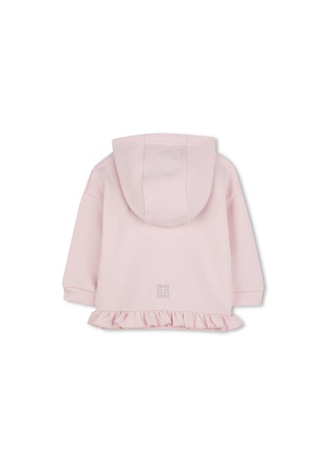 Felpa Zip-Up Rosa Con Logo e Rouches GIVENCHY KIDS | H3065444Z